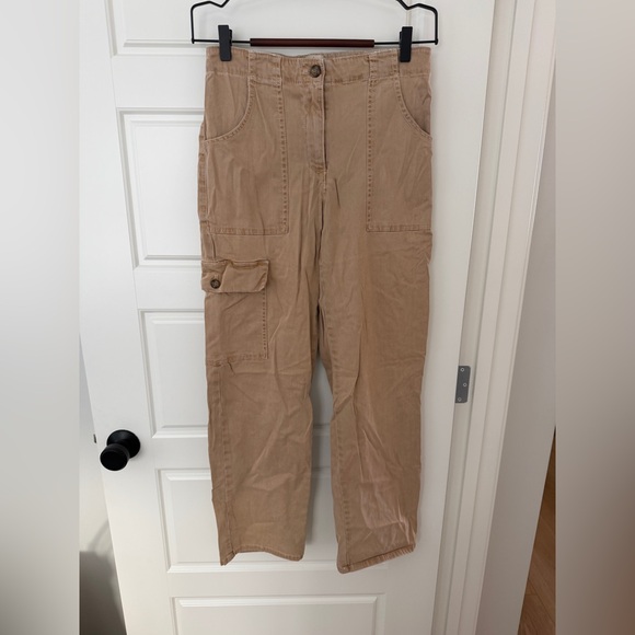 Joie Women's Tan Wide Leg Cargo Pants - Picture 1 of 4